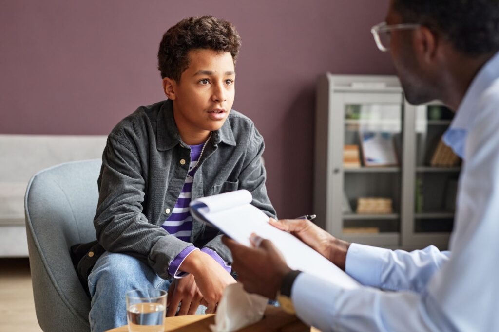 Wellbeing and mental health awareness session with a young learner and a counsellor