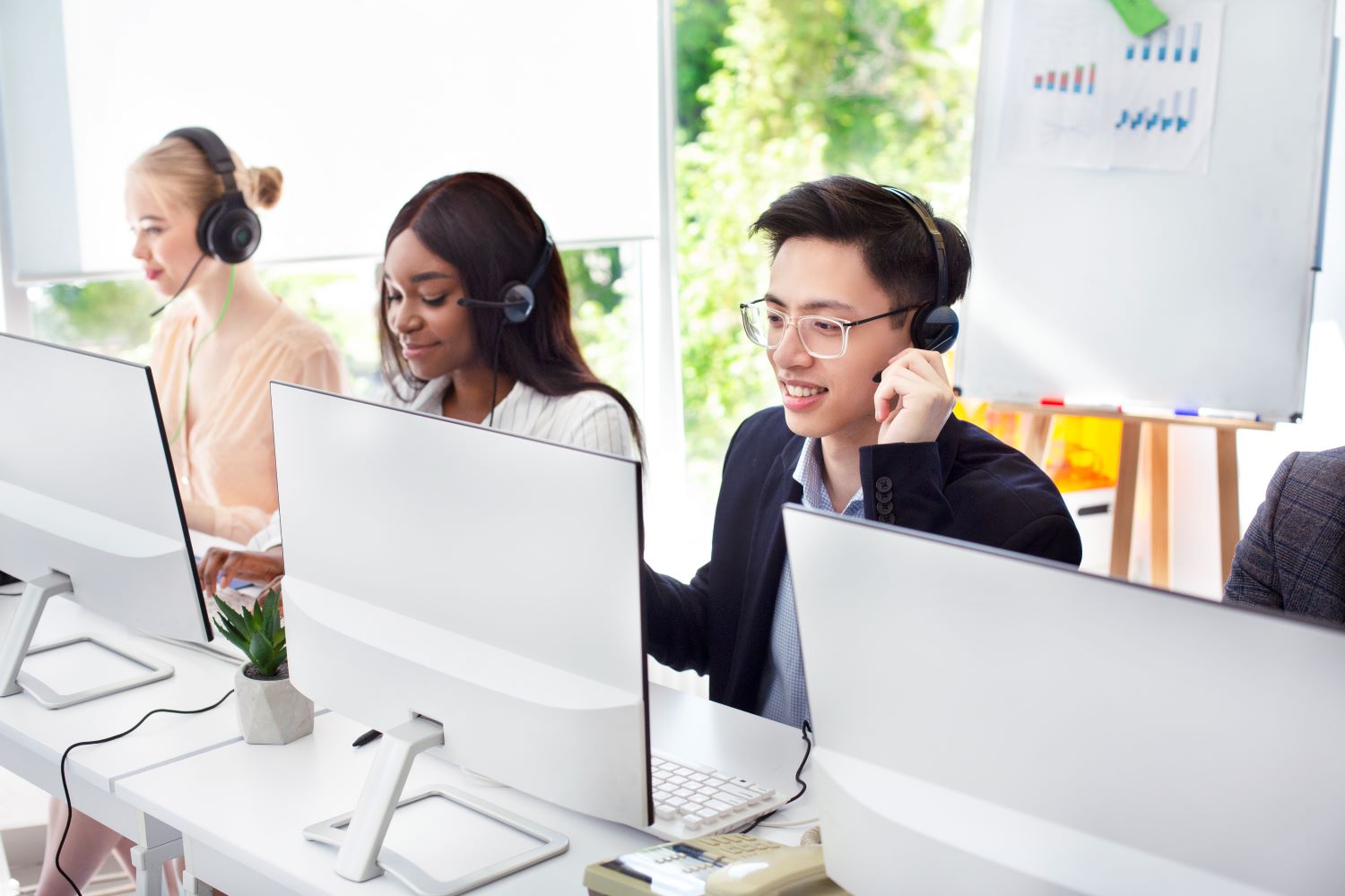 Customer service team working from a contact centre
